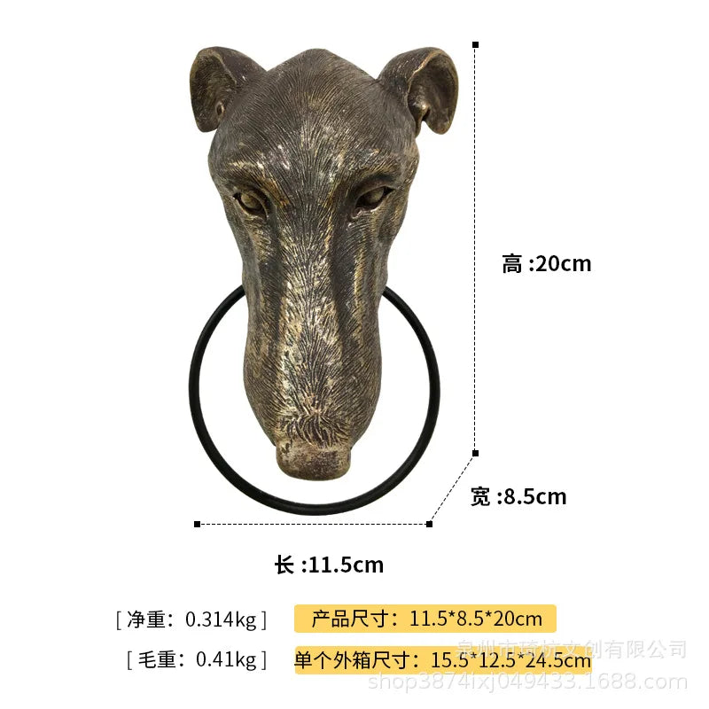 Afralia™ Dog Head Door Knocker Pendant Resin Wall Decoration, Courtyard Crafts