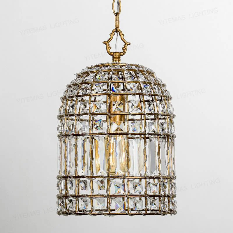 Afralia™ Bronze 1-Light Crystal Chandelier French Lighting for Kitchen, Living Room, Dining, Bedroom