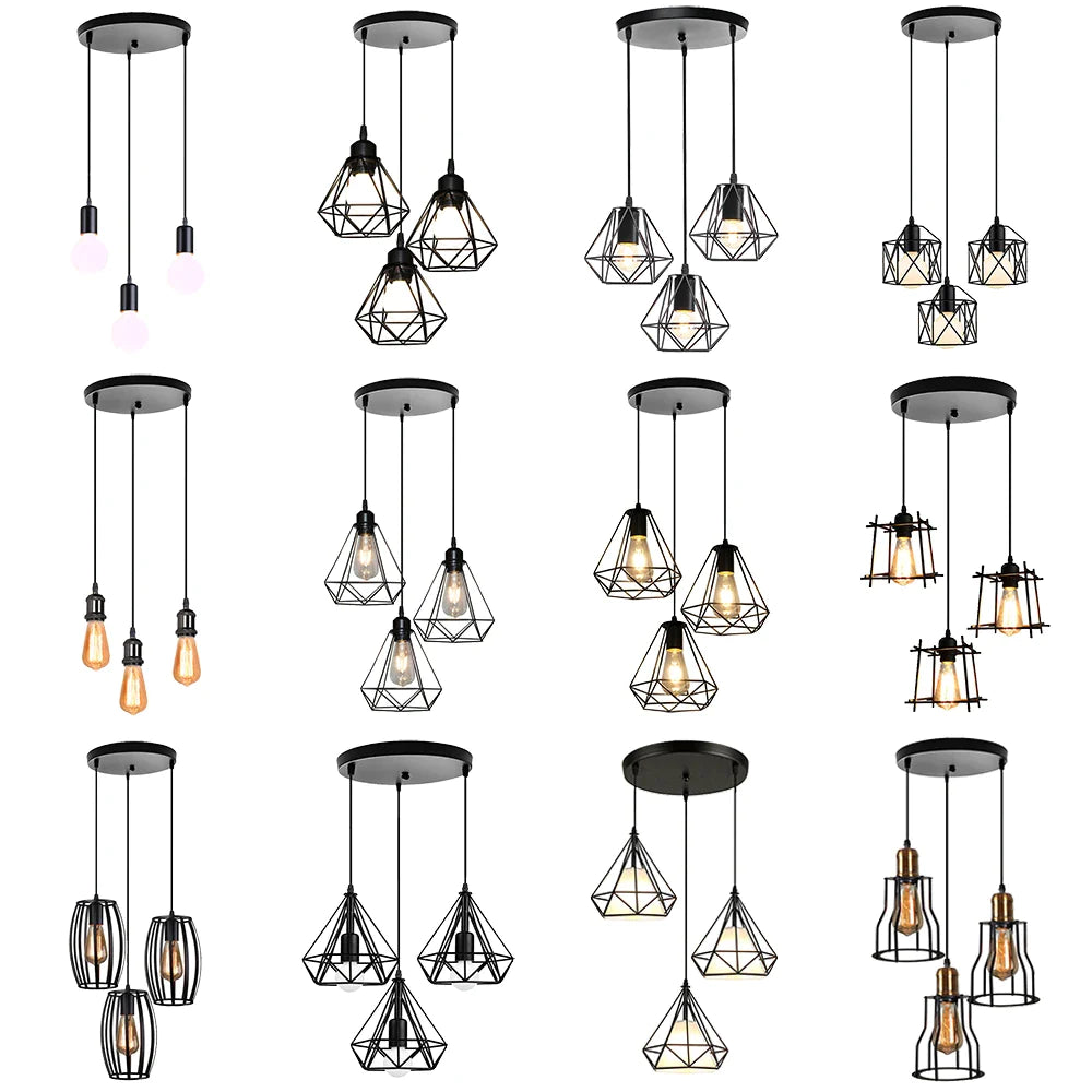 Afralia™ Iron 3-Light Chandelier Pendant for Living Room Kitchen Restaurant