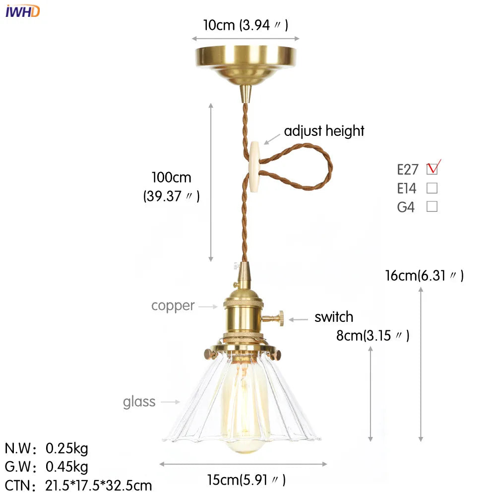 Afralia™ Nordic White Glass Copper Pendant Light with Switch for Home, Bar, and Cafe
