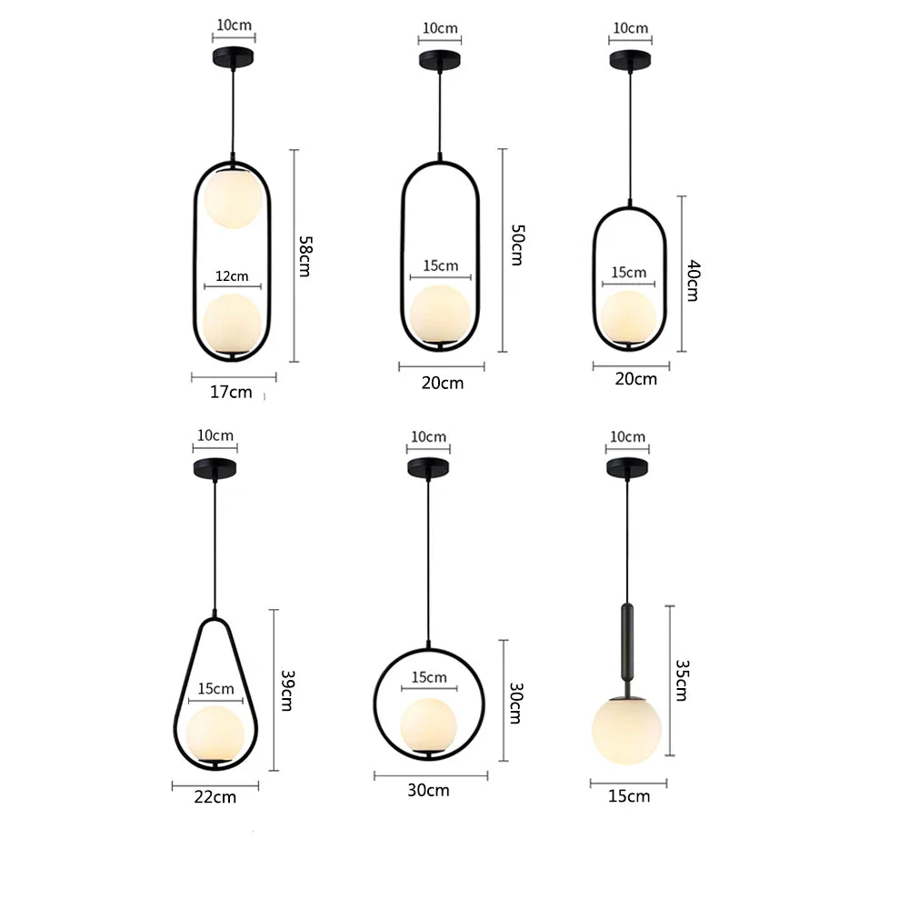 Afralia™ Glass Ball Pendant Lights | Modern Nordic LED Hanging Lamp for Dining and Bar