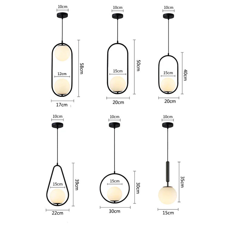 Afralia™ Glass Ball Pendant Lights | Modern Nordic LED Hanging Lamp for Dining and Bar