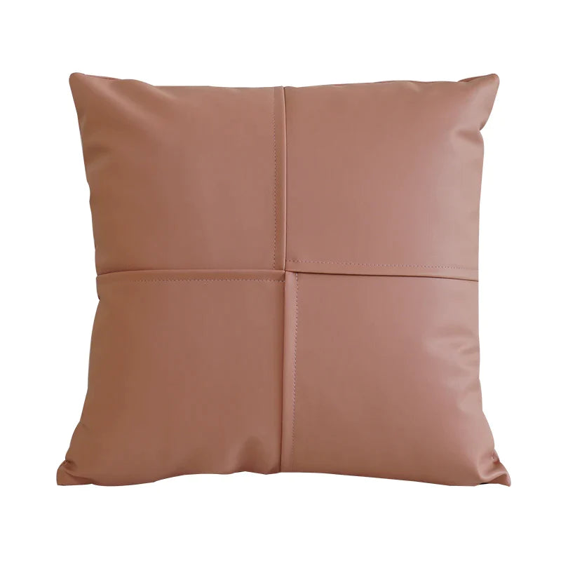 Afralia™ Faux Leather Cushion Cover 45x45cm Ivory Green Orange Brown Coral Plain