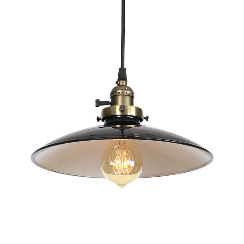 Afralia™ Vintage Industrial Pendant Light with White Metal Plate Shade