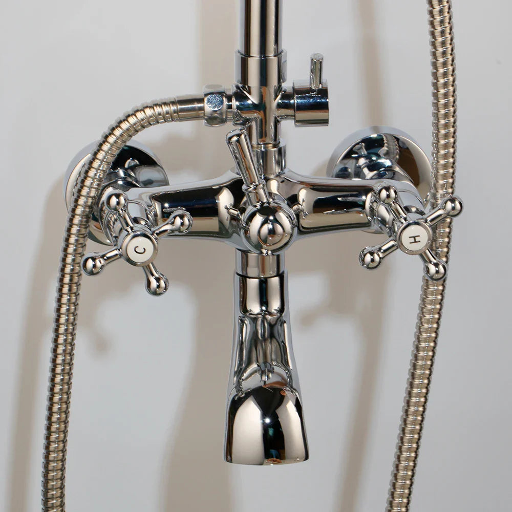 Afralia™ Chrome Silver Bathroom Shower Set with Rainfall Lotus Head and Hand Shower