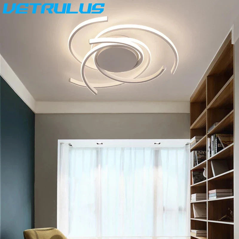 Afralia™ Curved Branch LED Ceiling Lamp: Modern Nordic Design for Bedroom, Dining, Kitchen.