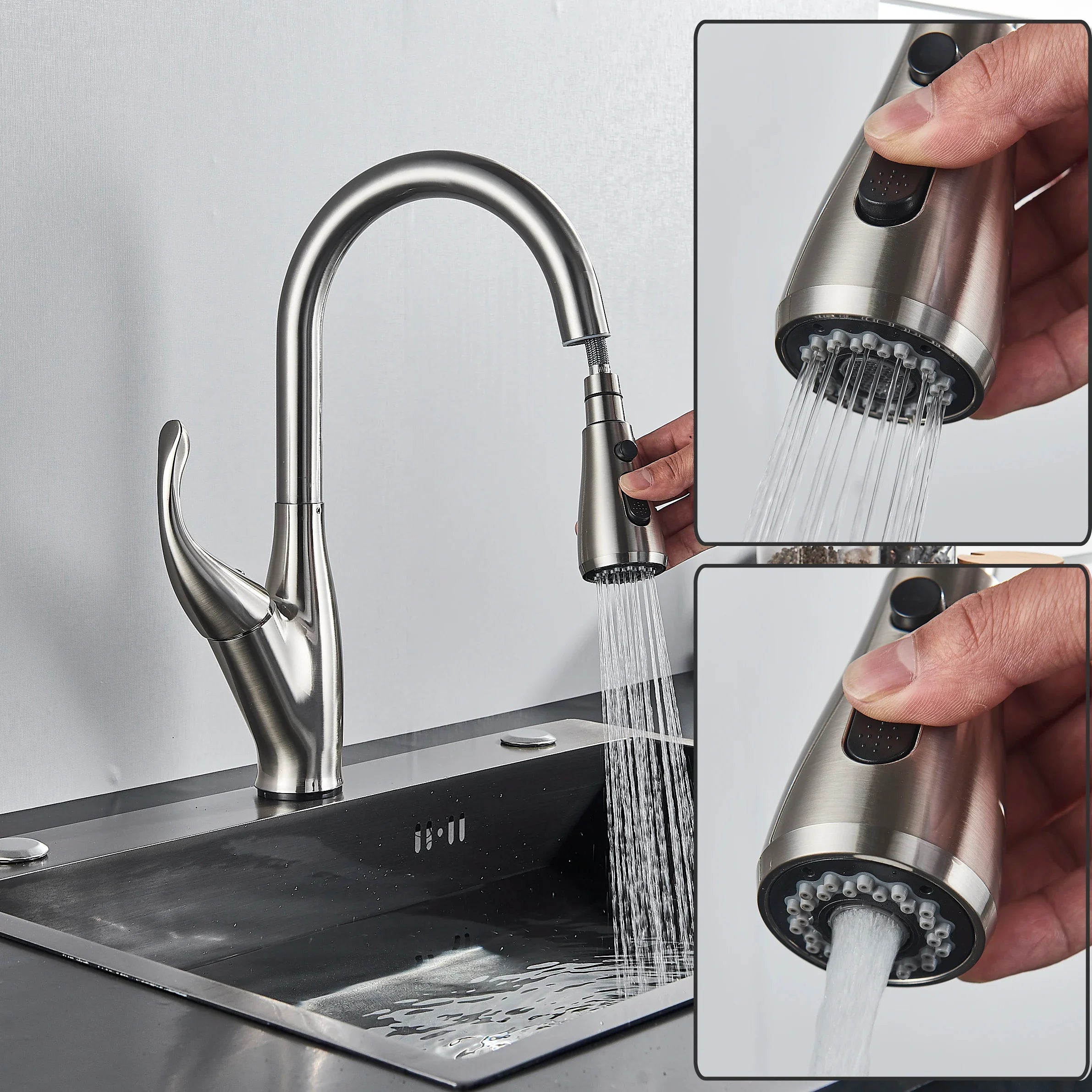 Afralia™ Matte Black/Chrome Sensor Kitchen Faucet with Pull-Out Spout and Dual Water Modes