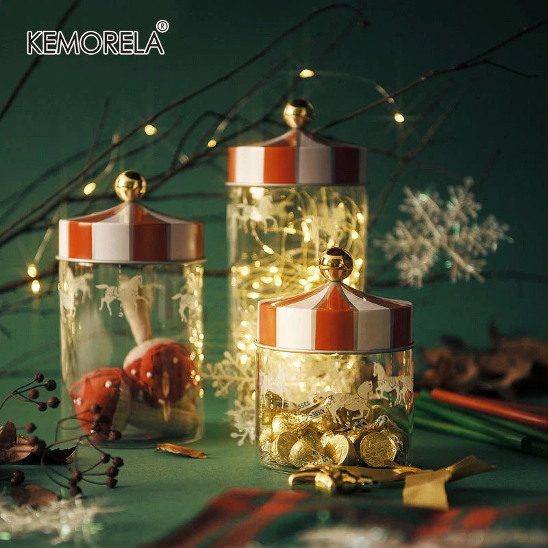 Afralia™ Sealed Glass Storage Jar Set - Christmas Edition | Moisture-Proof Containers for Coffee Beans and Grains