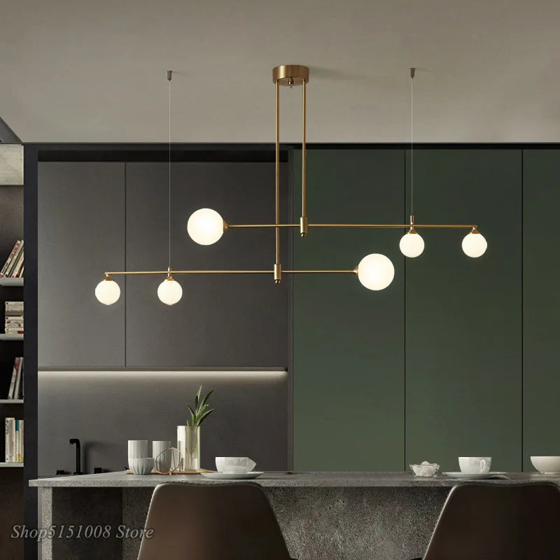 Afralia™ Nordic Glass Ball Chandelier Pendant Lighting Fixture for Dining Room Kitchen Island