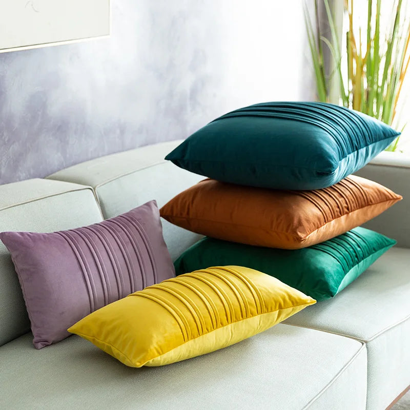 Afralia™ Nordic Velvet Striped Cushion Covers, 50x50cm