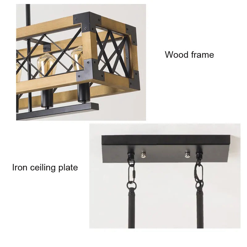 Afralia™ Wood Chandelier: Industrial Lighting Fixture for Living Room, Restaurant, Dining Room