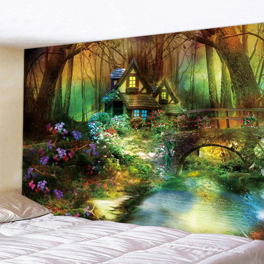 Afralia™ Forest Elf Psychedelic Tapestry: Boho Wall Mount & Yoga Mat Art