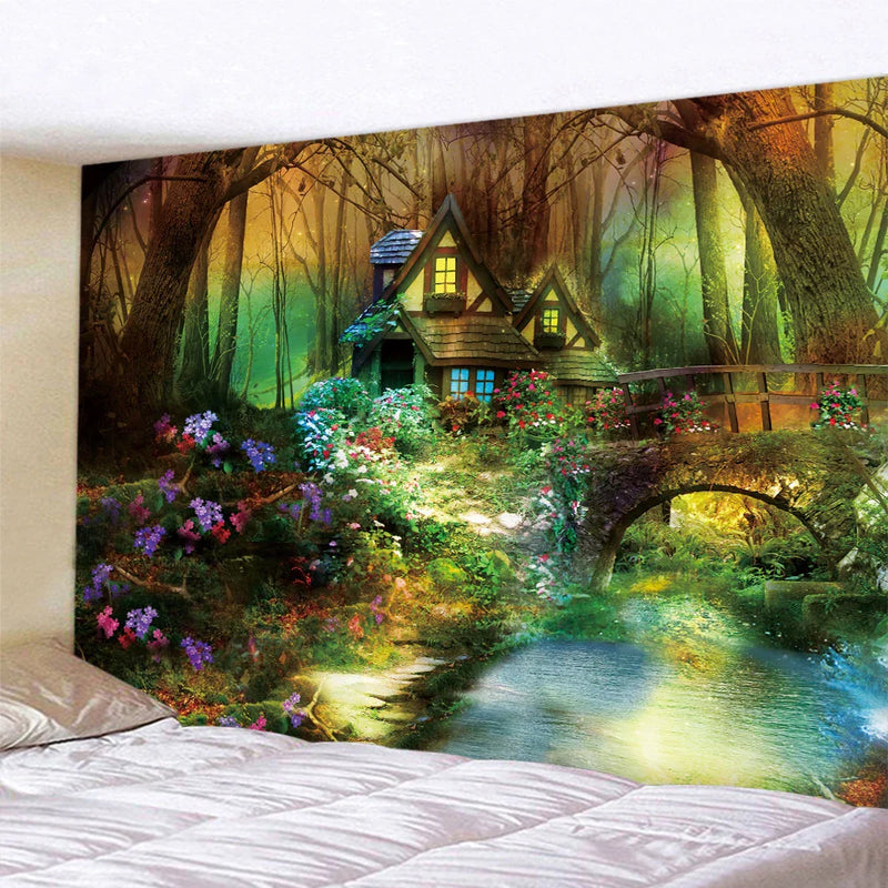 Afralia™ Forest Elf Psychedelic Tapestry: Boho Wall Mount & Yoga Mat Art