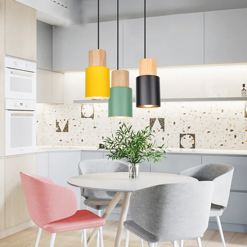 Afralia™ Vintage Modern Wood Pendant Lamp | Nordic Industrial LED Hanging Light