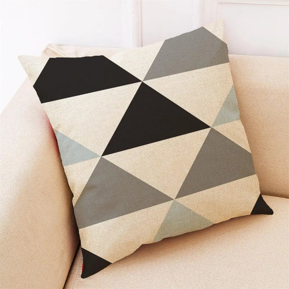 Geometric Pattern Printed Throw Pillow - Modern Brief Soft Cushion by Afralia™