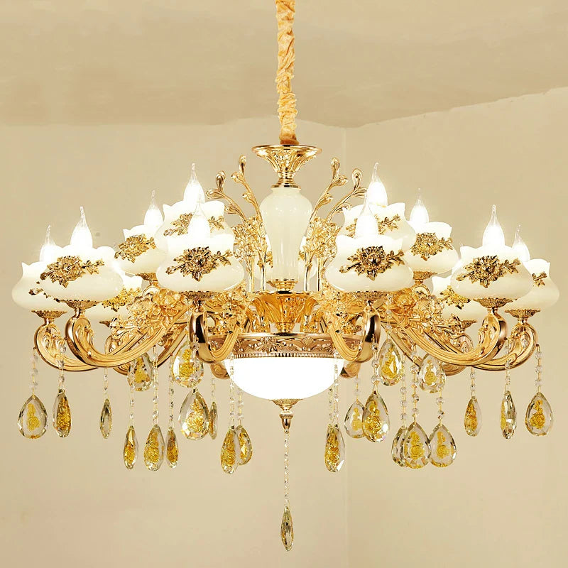 Afralia™ Gold Crystal LED Chandelier: Elegant Lighting for Living Room, Hotel, or Villa Hall