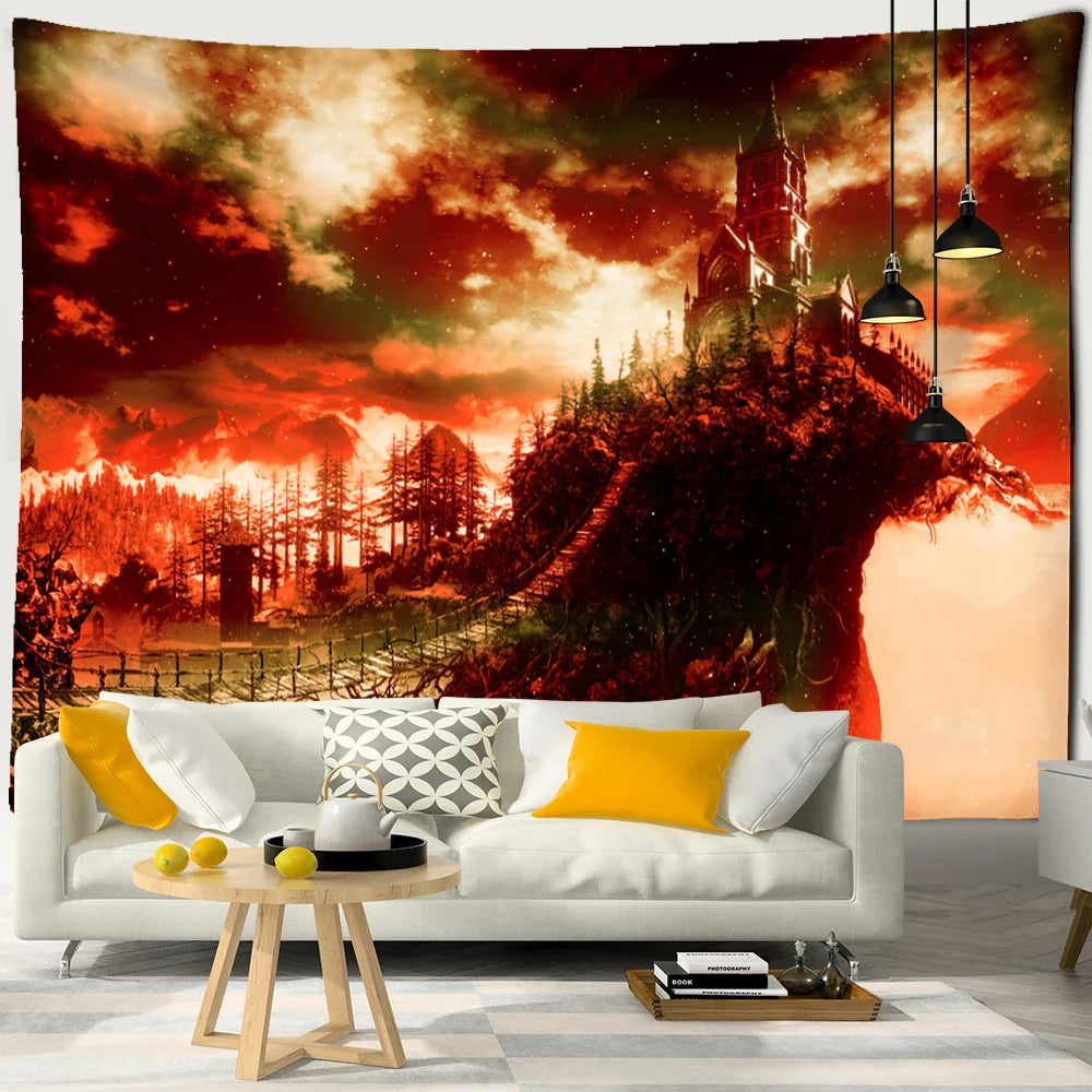 Afralia™ Red Maple Forest Tapestry Wall Hanging - Bohemian Aesthetics Room Decor