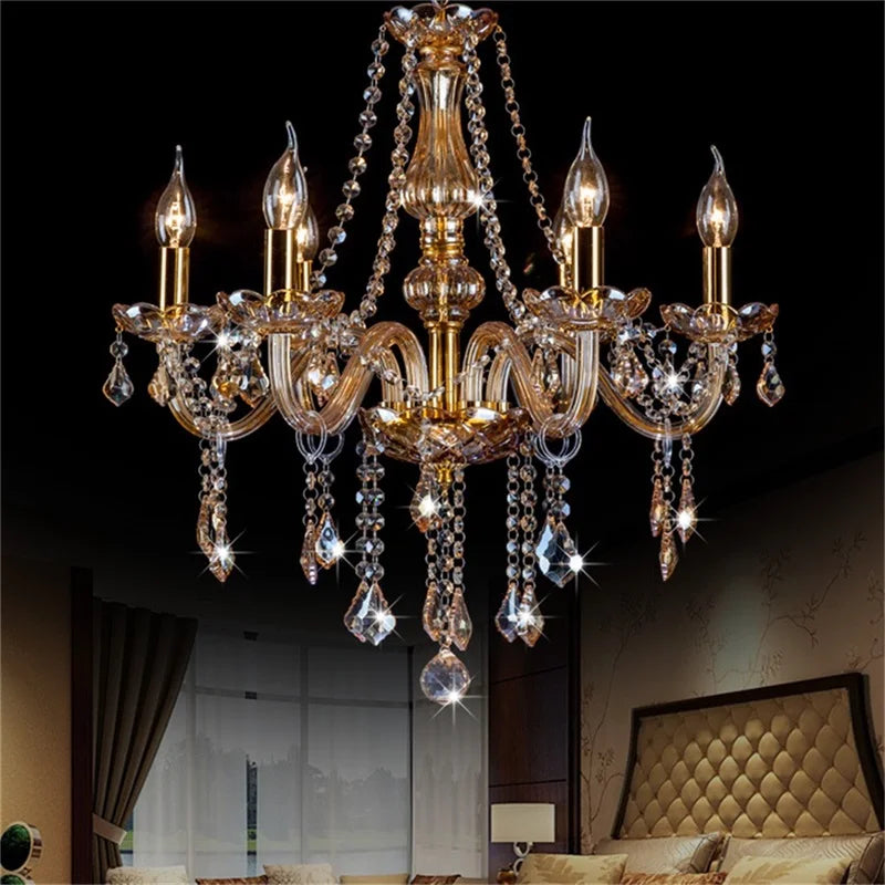 Afralia™ Crystal Pendant Chandelier: Elegant LED Amber Light Fixture for Home, Hotel, Hall