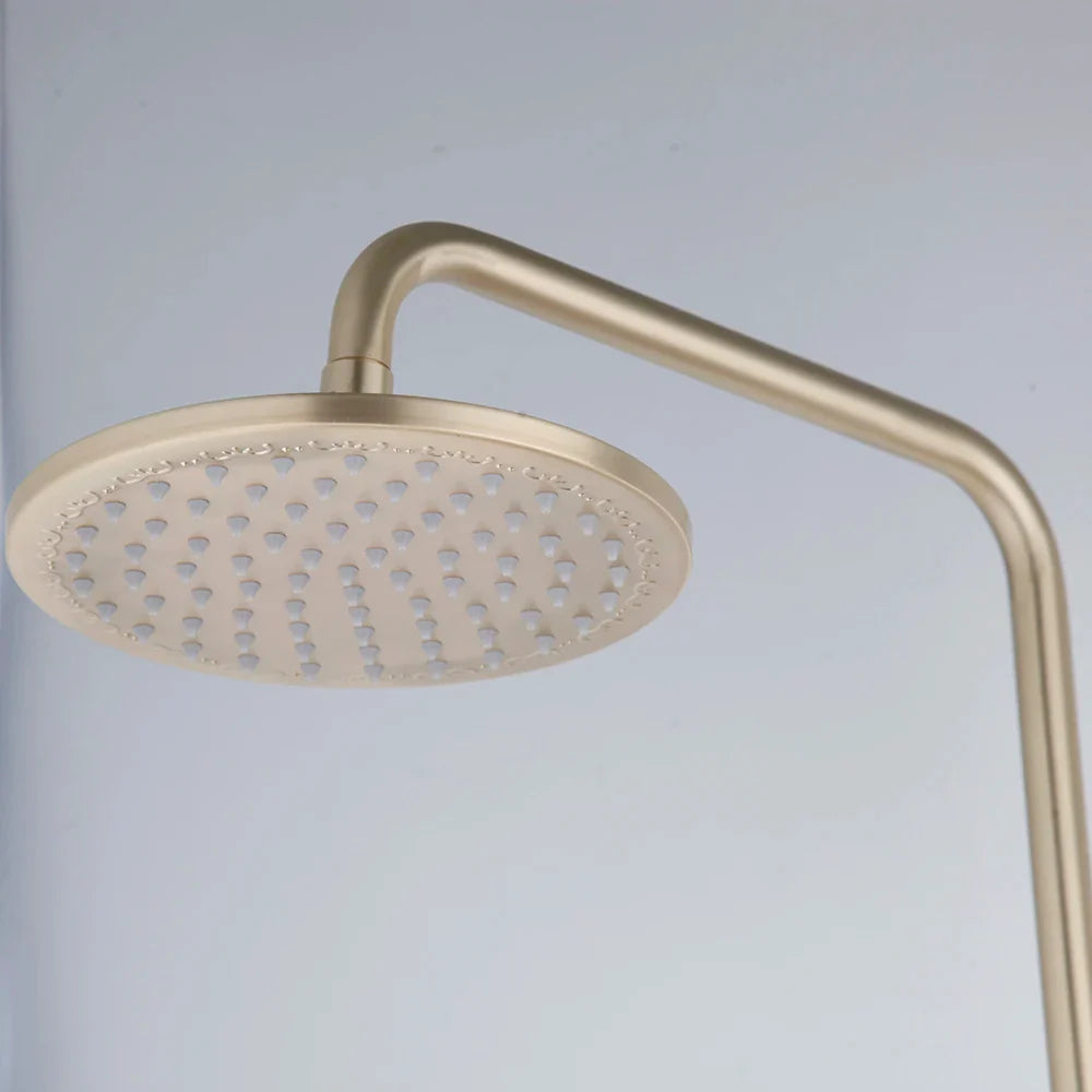 Afralia™ Round Golden Rainfall Shower Faucet Set with 8" Head and Handheld