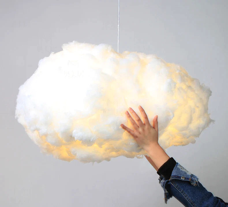 Afralia™ Cloud Pendant Lamp: Creative White Cotton LED Hanging Light for Kids and Coffee Room