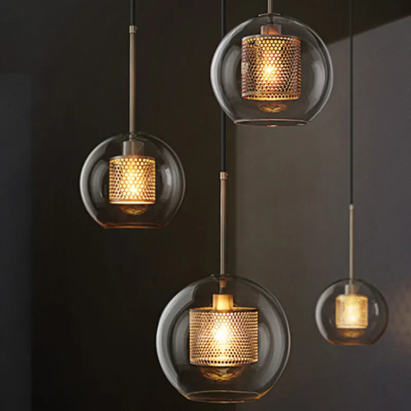 Afralia™ Glass Ball LED Pendant Lamp for Modern Nordic Bedroom Kitchen Living Room Lighting