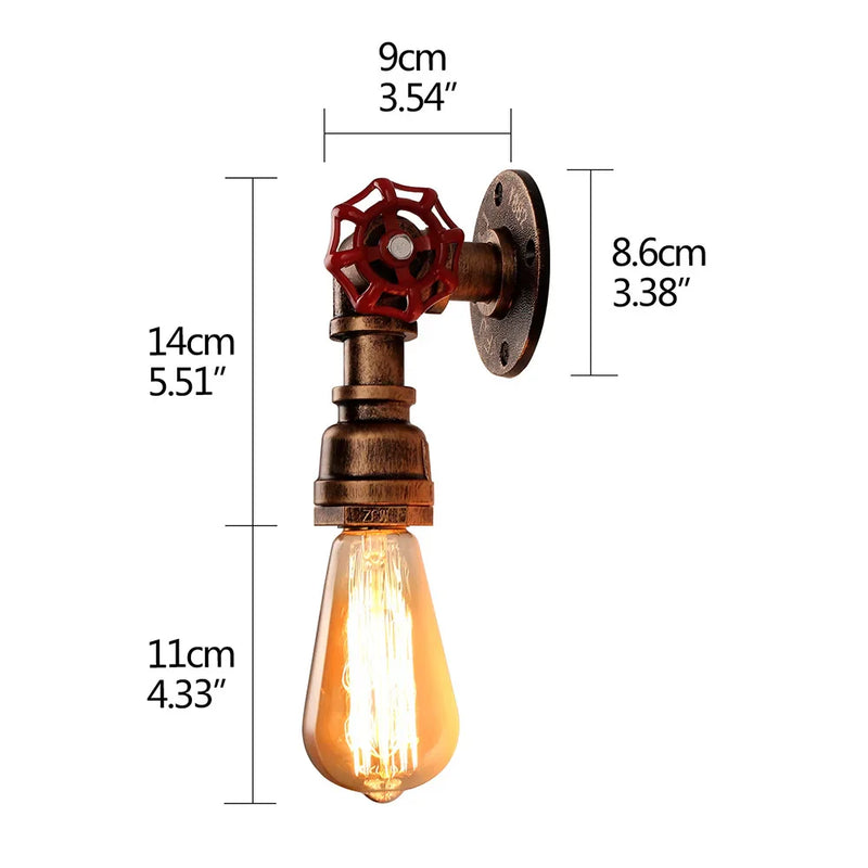 Afralia™ Bronze Industrial Water Pipe Wall Lamp