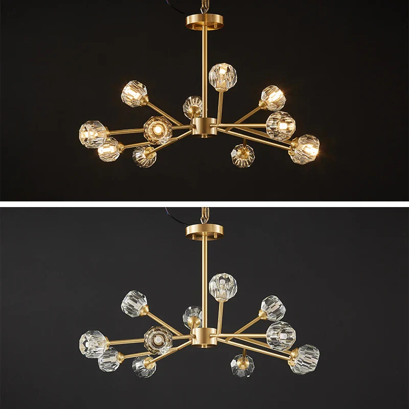 Afralia™ Modern Golden Crystal Chandelier for Living Room, Dining, Bedroom - Luxury Molecular Ceiling Pendant Lamp