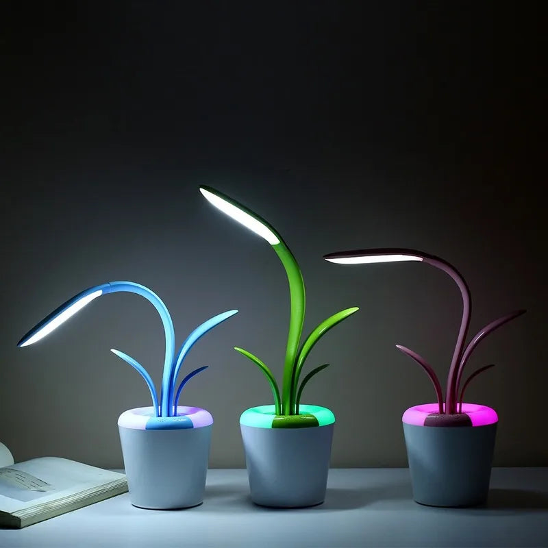 Afralia™ Plant LED Desk Lamp with USB Port for Bedside Reading and Illumination