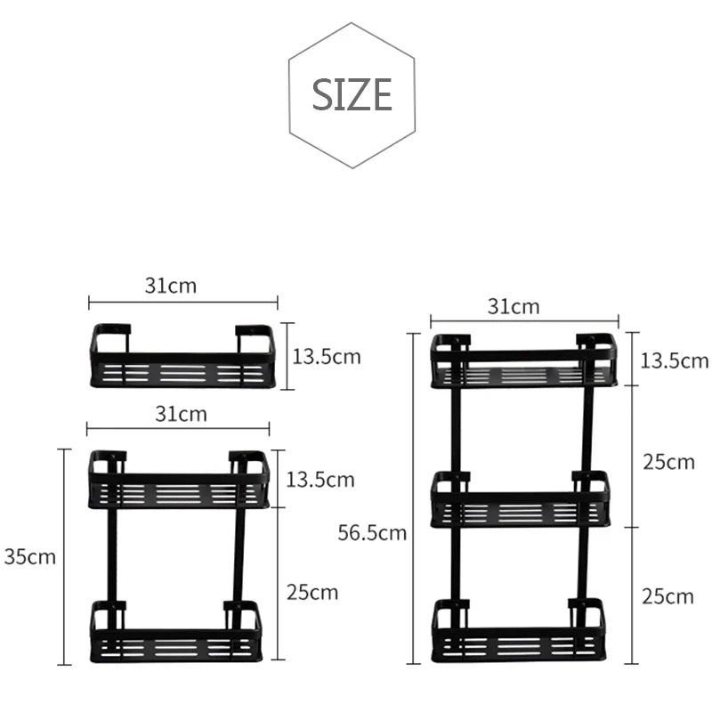 Afralia™ Triple Tier Bathroom Shelf Wall-Mounted Toilet Storage Rack