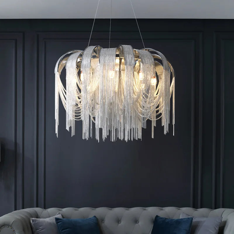 Afralia™ Tassel Luxury Chandelier: Postmodern Elegance for Living Room, Restaurant, Bedroom, Hotel