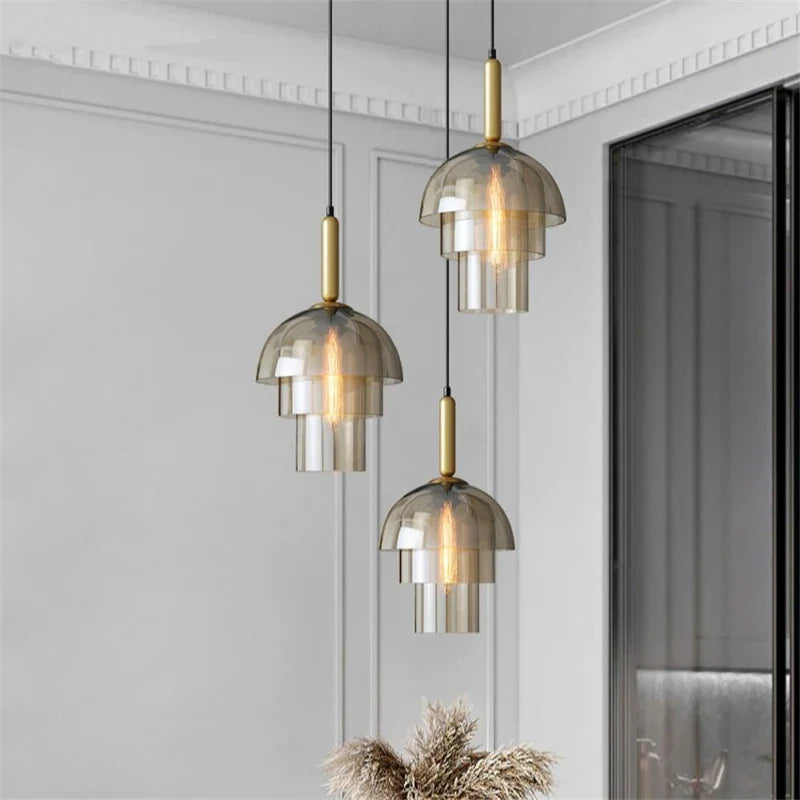 Afralia™ Luxury LED Glass Pendant Lights for Restaurant, Kitchen, and Bedroom Lighting