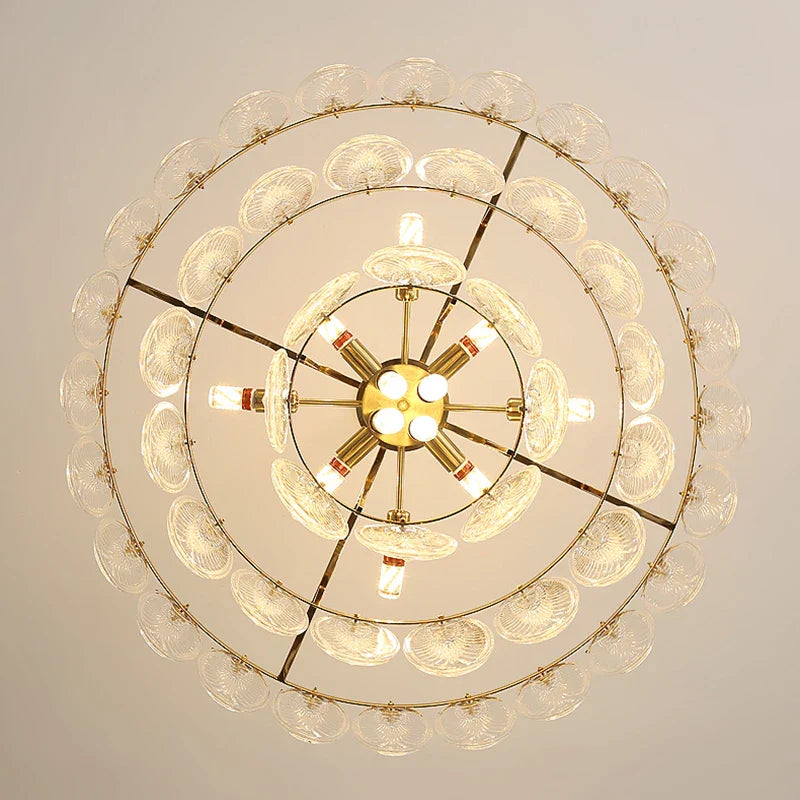Afralia™ Round Glass Suspension Chandelier – Modern French Style Light Luxury for Living Room