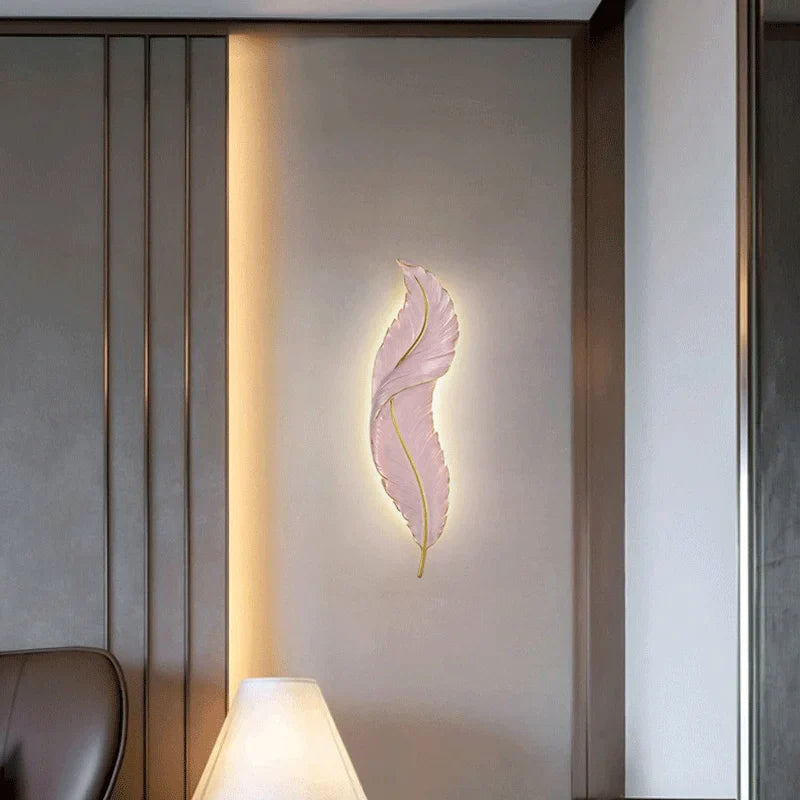 Luxury Feather LED Wall Sconces by Afralia™ for Modern Living Spaces