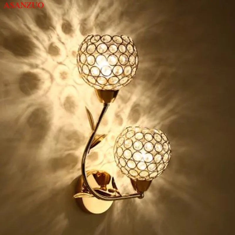 Afralia™ Golden Crystal Wall Lamps - Luxury Lighting Fixtures for Home Decor