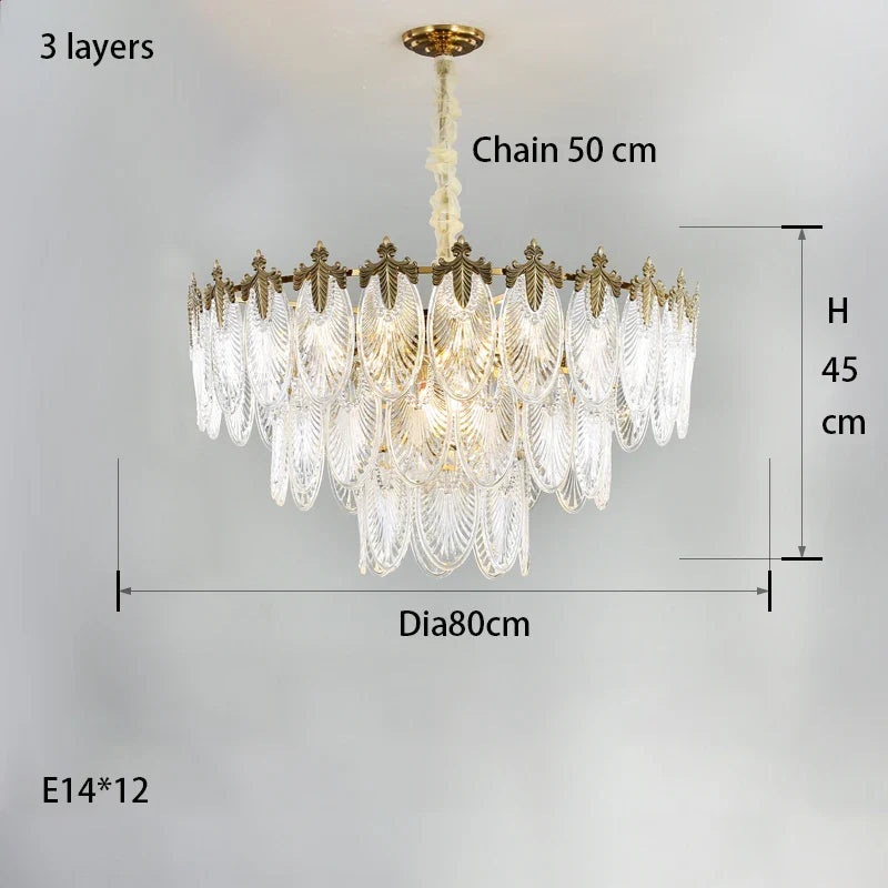 Afralia™ Round Glass Suspension Chandelier – Modern French Style Light Luxury for Living Room