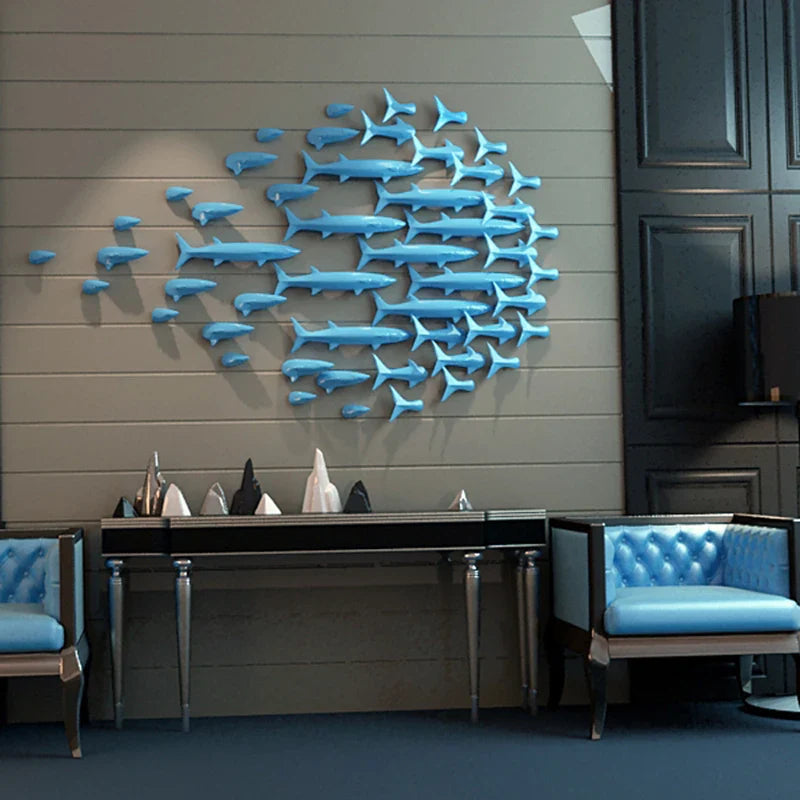 Afralia™ Abstract Fish Ceramic Wall Decoration 5-Piece Set for Children's Room