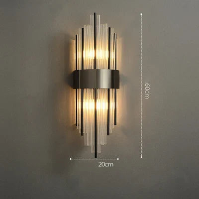 Afralia™ Art Deco LED Stainless Steel Crystal Wall Sconce, Bedroom Corridor Golden Black Wall Light