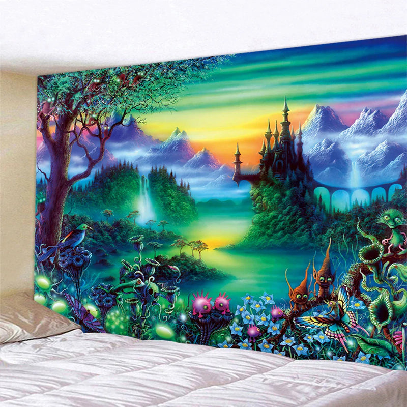 Afralia™ Forest Elf Psychedelic Tapestry: Boho Wall Mount & Yoga Mat Art