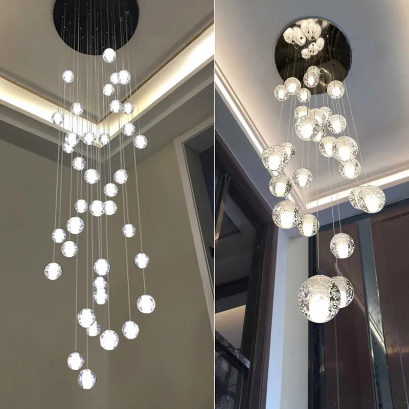 Afralia™ Crystal Ball Chandelier: Stylish Meteor Shower Lighting for Restaurant, Bar, and Home