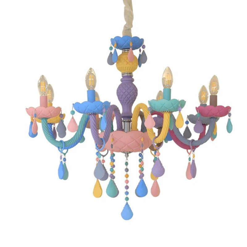 Afralia™ Rainbow Crystal Chandelier for Bedroom & Children's Room
