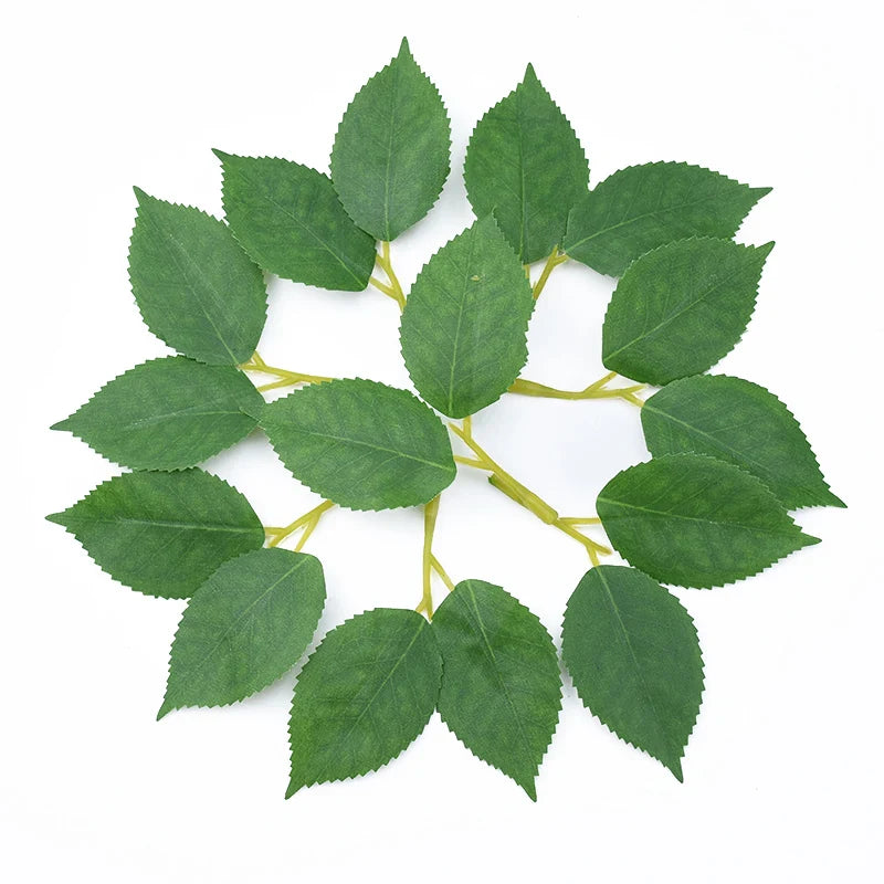 Afralia™ Rose Leaves DIY Gift Box Vases Home Decor Scrapbooking Silk Leaf Artificial Plants