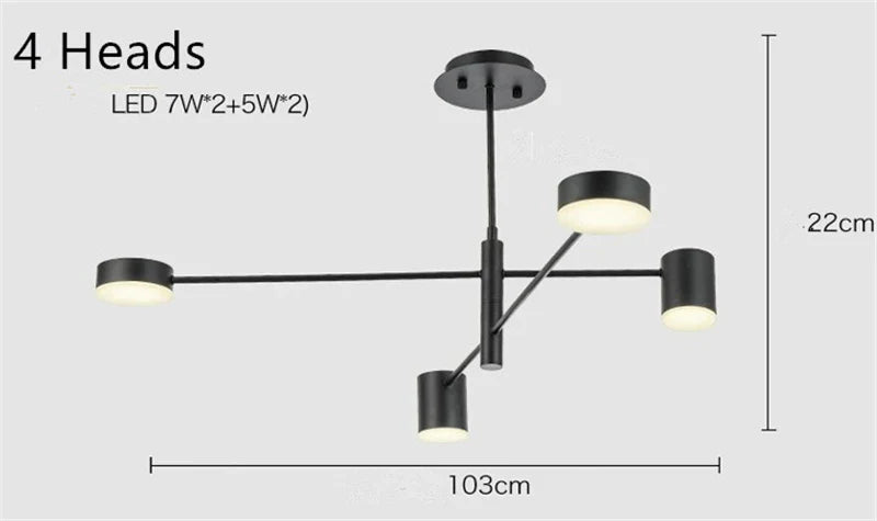 Afralia™ Modern Black Gold White LED Chandelier for Home Decor