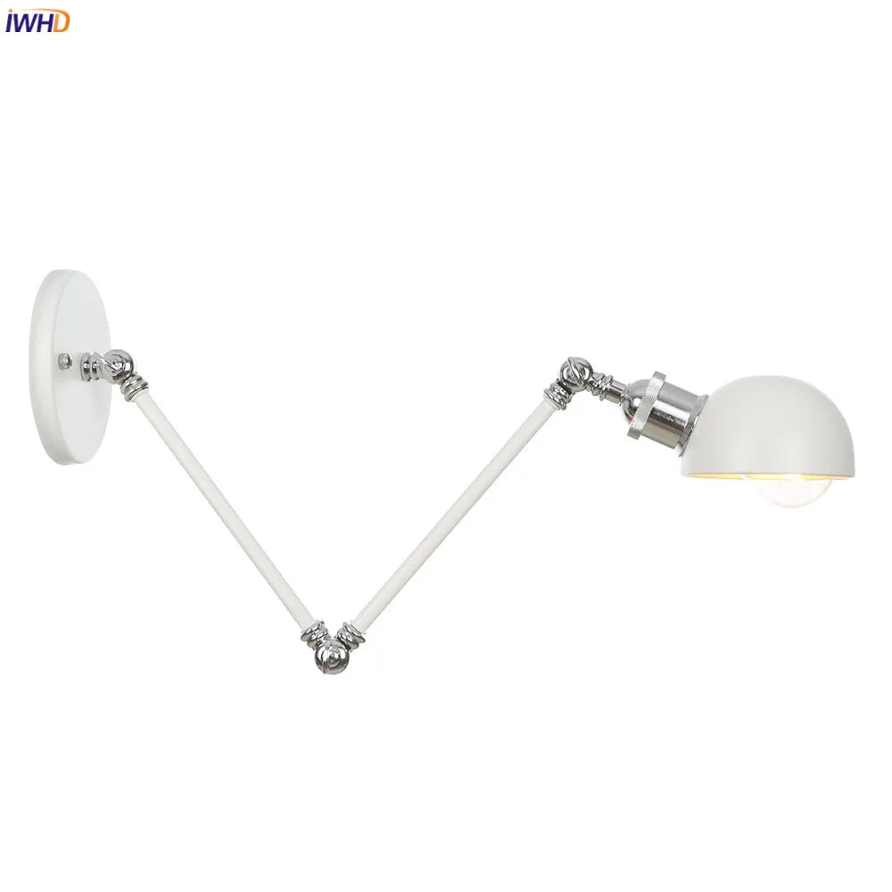 Afralia™ White Swing Arm Wall Light: Adjustable Vintage Industrial Sconce Luminaria