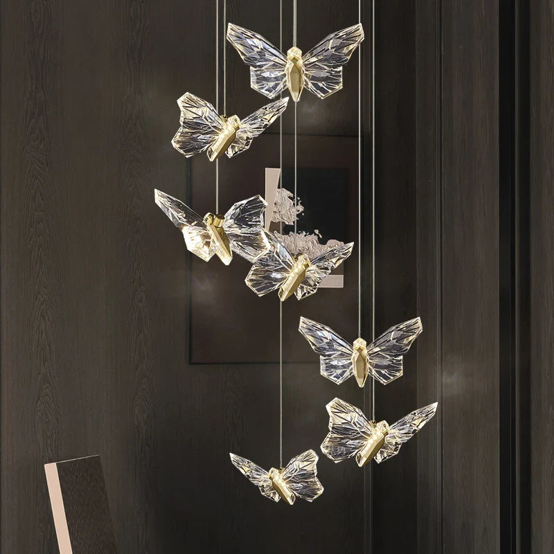 Afralia™ Crystal Butterfly Pendant Lamps LED Lighting for Home Decor and Luxury Ambiance