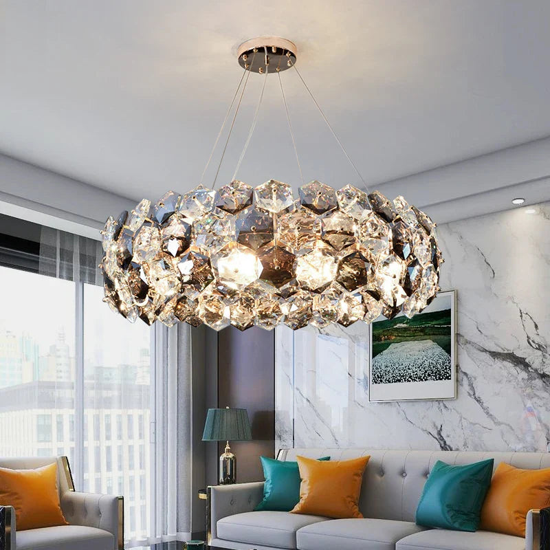 Afralia™ Crystal Wrought Iron Chandelier: Creative Dining & Living Room Suspension Light