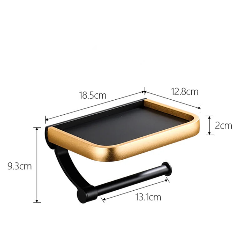 Afralia™ Black Tissue Paper Holder with Phone Stand - Toilet Roll Rack & Storage Box