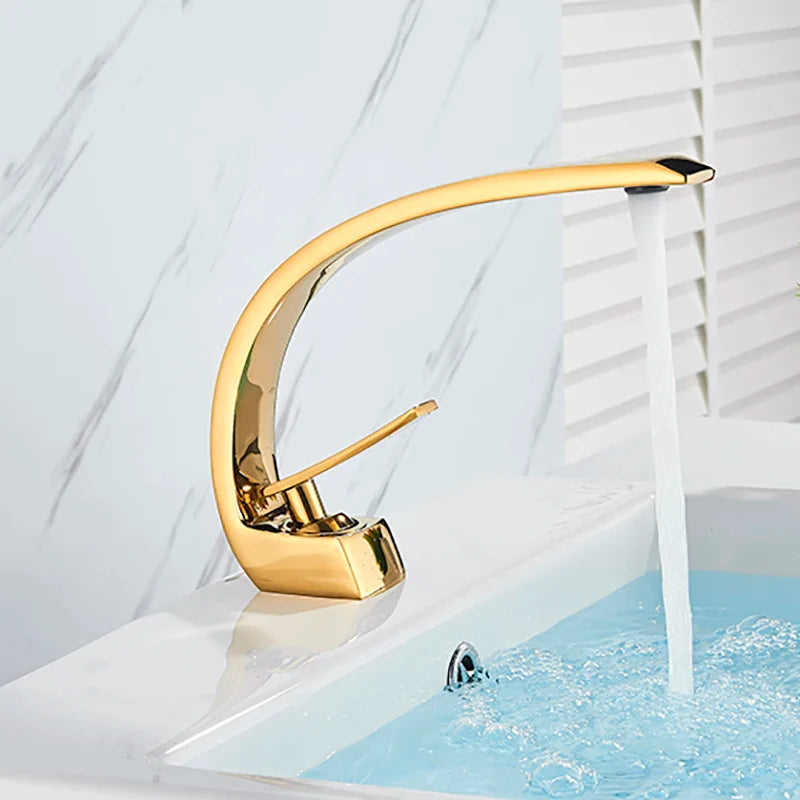 Afralia™ Brass Faucet Hot Cold Water Mixer Tap for Bathroom Vanity Sink