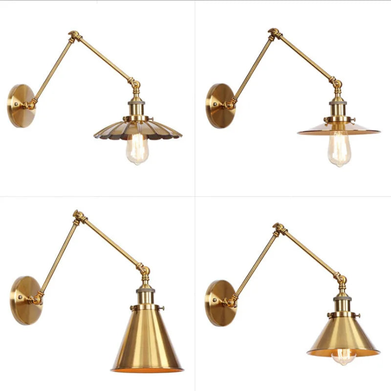 Afralia™ Gold Adjustable Long Arm Wall Light - Retro Style Flex Lamp for Home and Restaurant