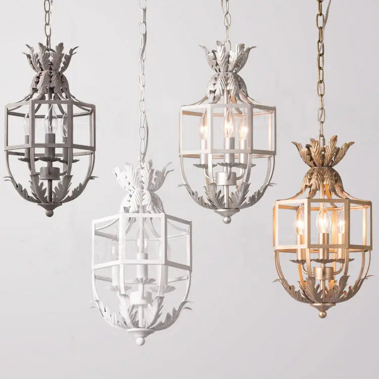 Afralia™ Grey/Gold Metal Cage Chandelier: Russian-Inspired, 3-Light Lustre for Nursery, Kitchen, Dining