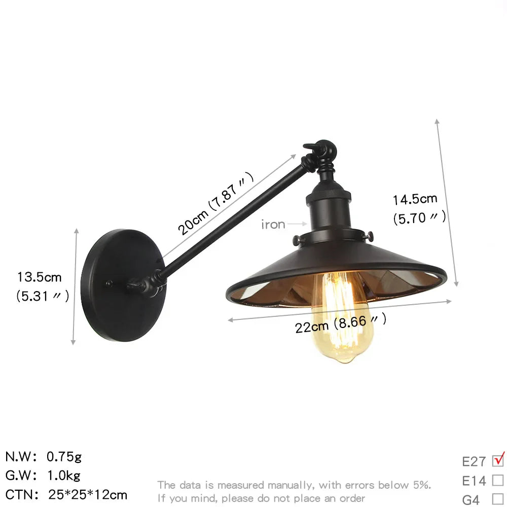 Afralia™ Vintage Industrial Wall Light Sconce LED Retro Bedroom Stair Loft Up Down Lamp